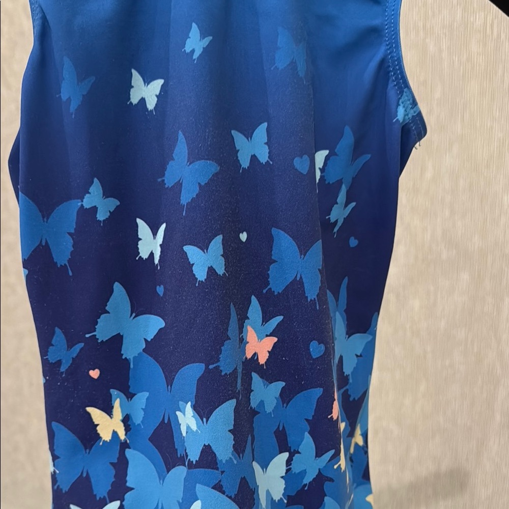Destira Blue Butterfly Print leotard Child Small - Picture 4 of 8